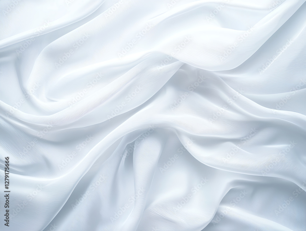 Poster soft, flowing white fabric draped elegantly, creating gentle waves and textures. this delicate mater
