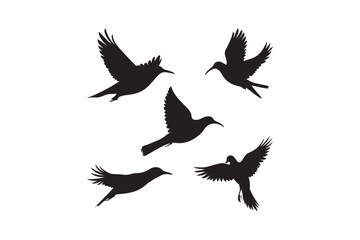 Flying Bird Silhouette Clipart Set