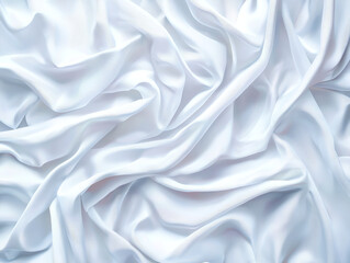 Obraz premium Soft white fabric draped elegantly, showcasing smooth texture and gentle folds. Ideal for backgrounds or textile design