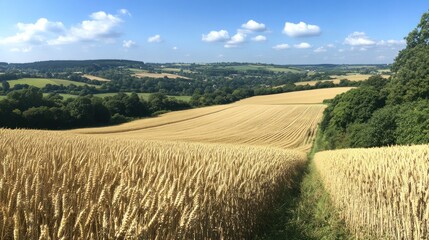Obraz premium Golden Wheat Fields Under a Summer Sky