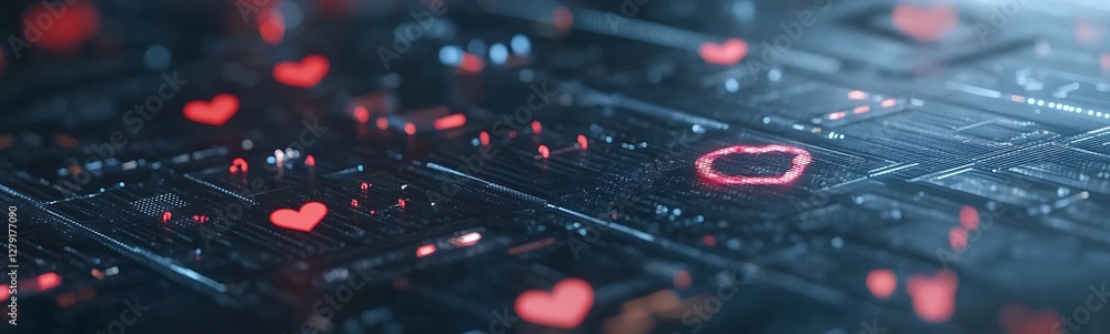 Poster Futuristic AI emotion analysis dashboard with a glowing design, highlighting tech and analytics.