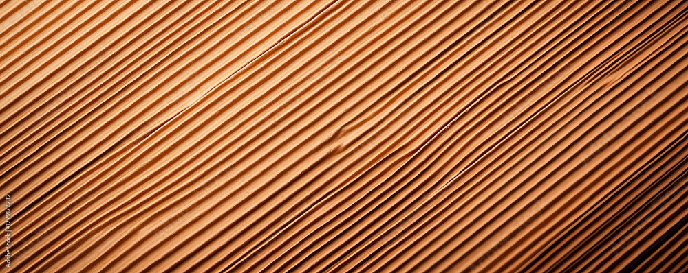 Poster textured corrugated cardboard in warm brown tones, showcasing wavy lines and grooves that create vis