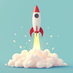 rocket launching illustration art