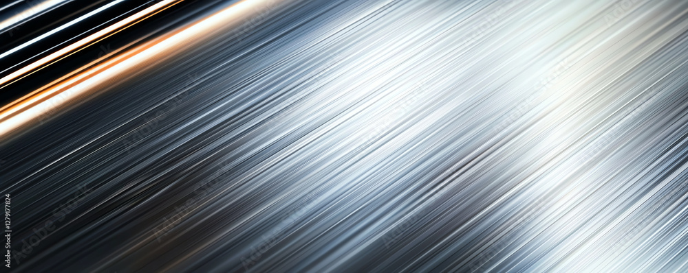 Poster sleek metallic surface with brushed texture and light reflections, creating dynamic and modern feel.