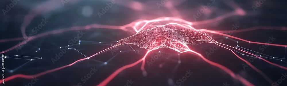 Fototapete A digital image showcasing an AI neural network interface with a glowing design element.