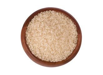 bowl of white rice on white background