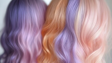 Naklejka premium Pastel Rainbow Hair Color Swirls - Wavy Hair Texture