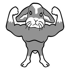 Bunny Bodybuilder Gym Muscles Strong Fitness Cool Design Lover Art Vector Illustration Card T-Shirt Poster Sticker Graphic Print Decorative Drawing Isolated Logo Decoration Symbol Creative Cool Style

