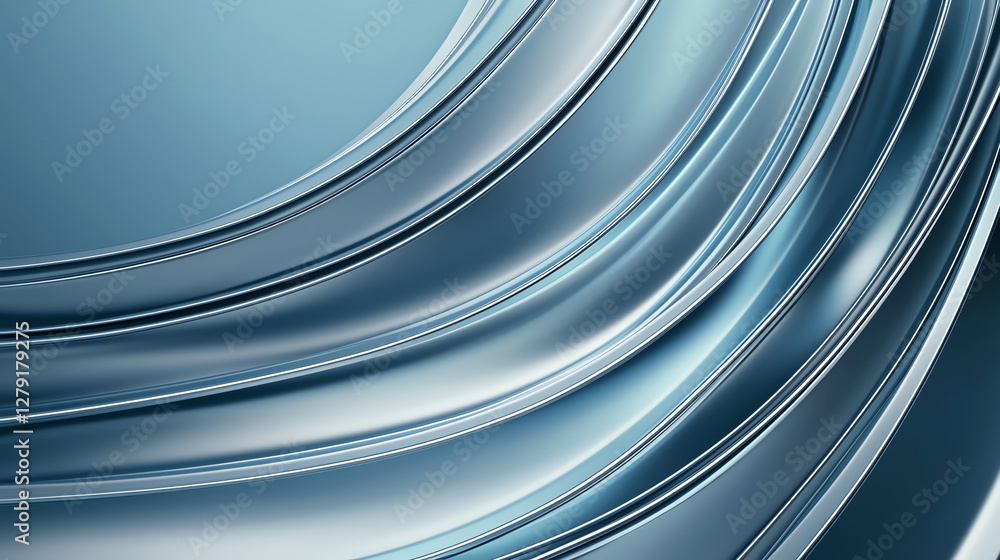 Poster sleek metallic curves create modern and dynamic visual effect, showcasing shiny surfaces and smooth 