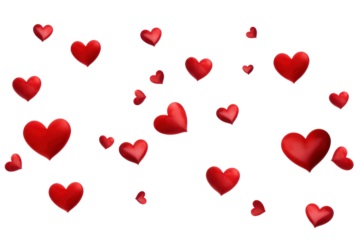 PNG  Red hearts floating white background