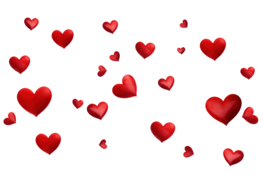 PNG  Red hearts floating white background - Powered by Adobe