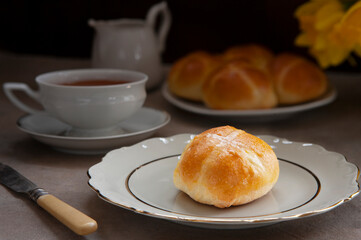 Traditional Easter Homemade English Hot Cross Buns