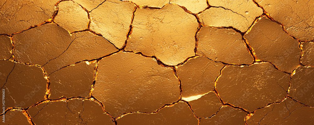 Aufkleber cracked gold texture with rough surface and abstract design, showcasing intricate patterns and shiny