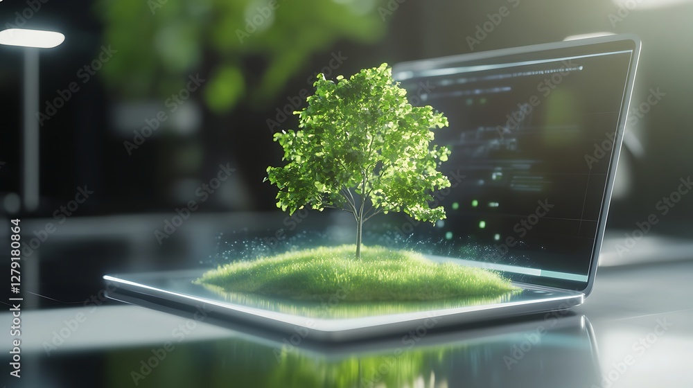 Aufkleber ai-powered holographic assistant with a 3d floating design.