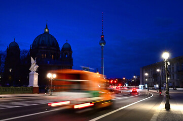 traffic at night in city of Berlin 