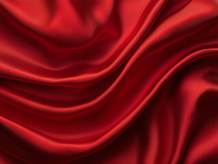 Fototapeta premium Luxurious red silk fabric with smooth, flowing texture, perfect for elegant designs and fashion. rich color adds touch of sophistication and warmth to any setting