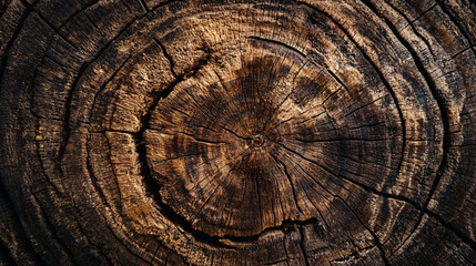 Fototapeta premium Cross section of an old tree trunk with detailed rings