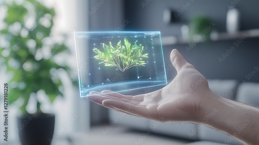 Leinwandbilder AI-powered holographic assistant featuring a floating 3D design in a visually engaging format.
