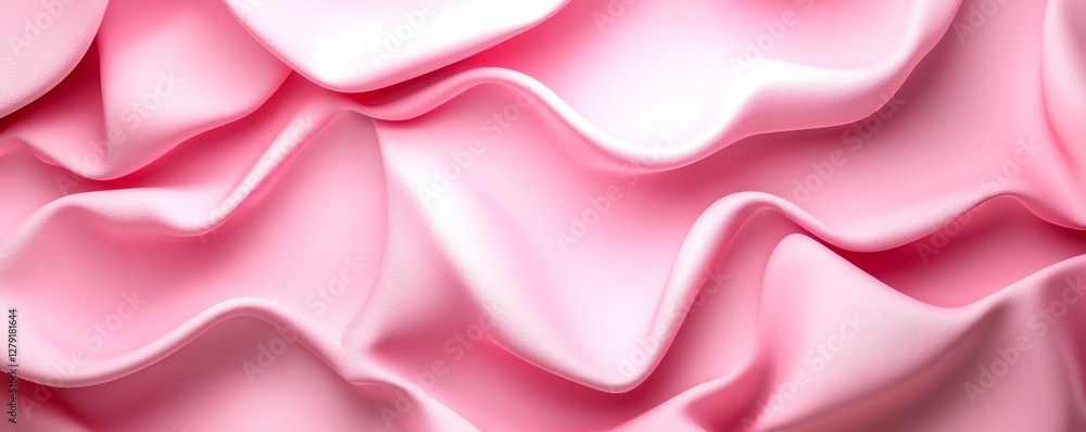 Poster soft pink fabric with elegant folds and waves, creating delicate texture. smooth surface reflects li