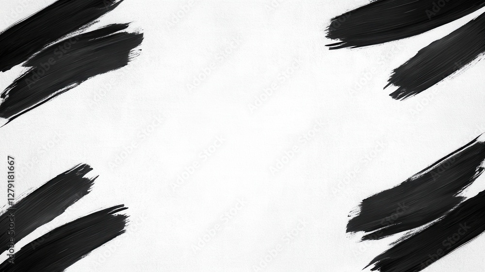 Poster abstract black brush strokes on white background. dynamic diagonal lines create a modern, artistic b