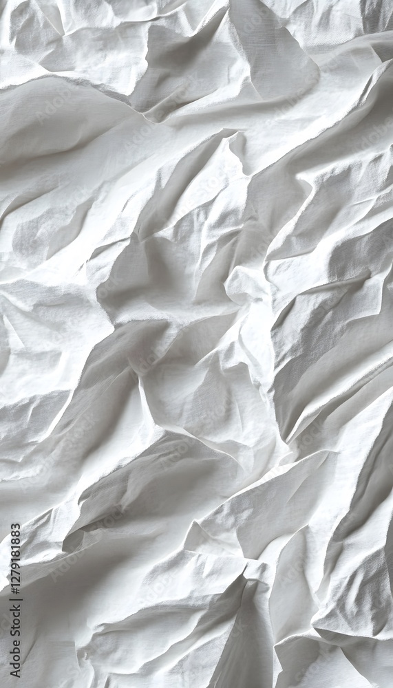 Poster white crumpled fabric creates a textural abstract pattern design