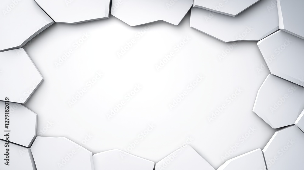 Poster abstract background using fractured white surface creating a frame. the irregular, geometric shapes 
