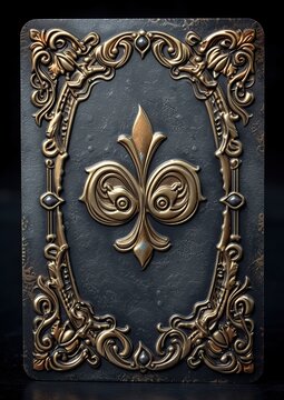 Medieval fantasy empty book with a gemstone-encrusted frame on a dark backdrop