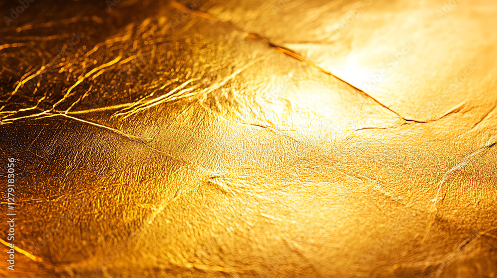 Poster golden foil texture with smooth, shiny surface and subtle wrinkles, creating elegant and luxurious a