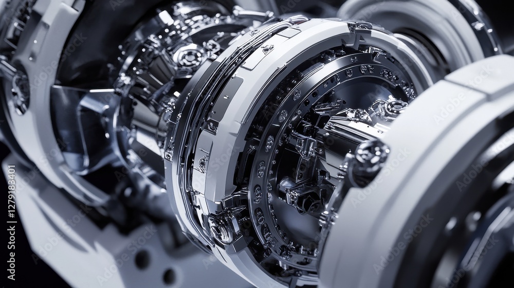 Poster intricate close-up of a modern mechanical engine component design