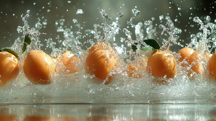 Fototapeta premium Oranges Splashing Into Water A Refreshing Scene
