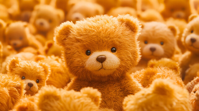 un oso de peluche resaltando sobre otros osos de peluche felices y tiernos ositos infantiles para ni&ntilde;os