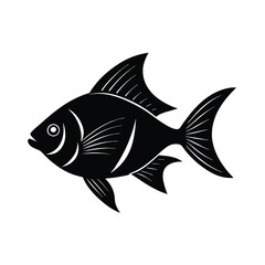 Damsel Silhouette Vector Art and Black Damsel Fish Illustration Design