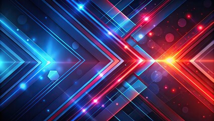 Futuristic Dark Blue Red Abstract Banner - Glowing Arrows