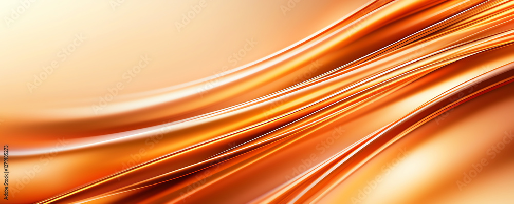 Poster smooth orange metallic waves create abstract background with warm, inviting feel. flowing lines evok
