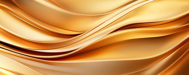 Luxurious golden waves create elegant and smooth abstract background, perfect for design projects. flowing lines evoke sense of richness and sophistication