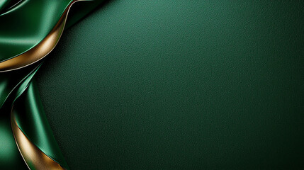Elegant green fabric with golden accents, creating luxurious background. Perfect for festive occasions or elegant designs