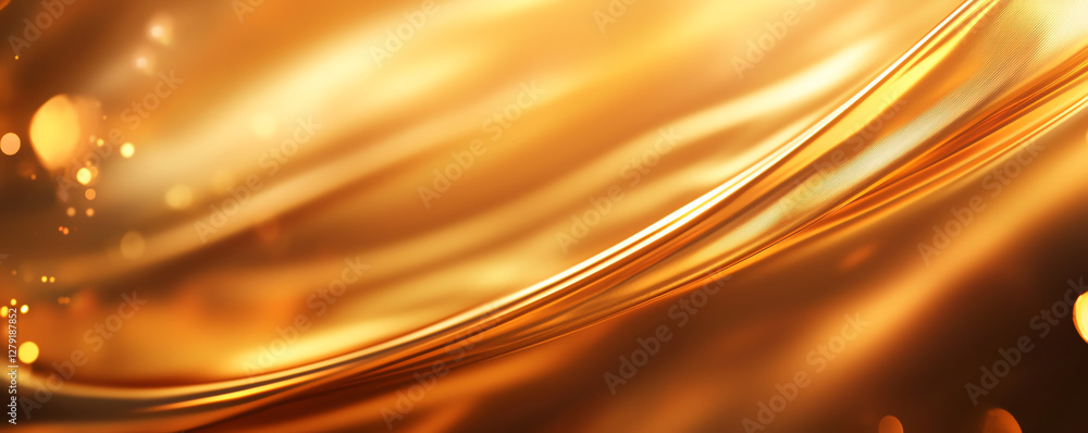 Poster golden abstract background with smooth flowing lines and shimmering light. warm tones create luxurio