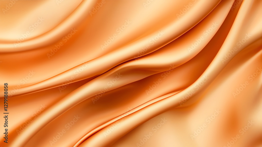 Poster soft orange satin fabric with elegant drapes and smooth texture, perfect for various design projects