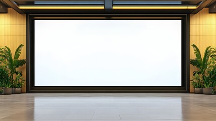 Bright Spacious Room with Wood Paneling and Potted Plants Modern Interior Design