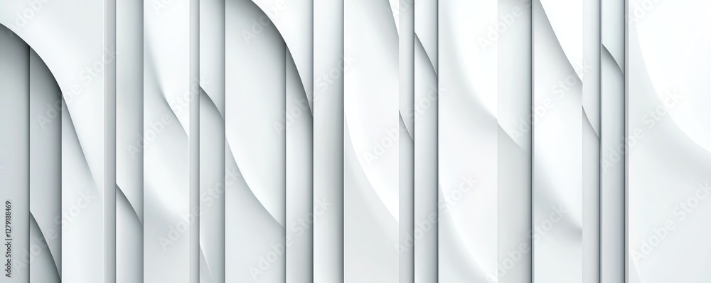 Poster abstract white corrugated paper texture with fluted patterns and smooth curves creates modern and el