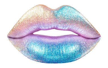 Obraz premium PNG Hologram glitter lips cosmetics art illustration.