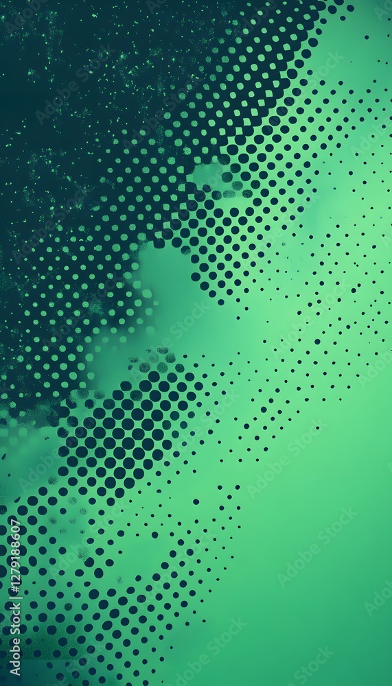 Poster abstract background with halftone patterns and green color gradients