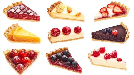 Selection of Fruit Pies: Apple, Cherry & Strawberry Pastries

