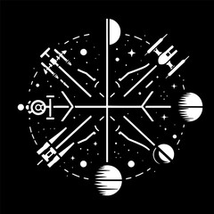 A minimalist black-and-white poster combining Star Wars symbols and the phrase "May the Force Be With You."