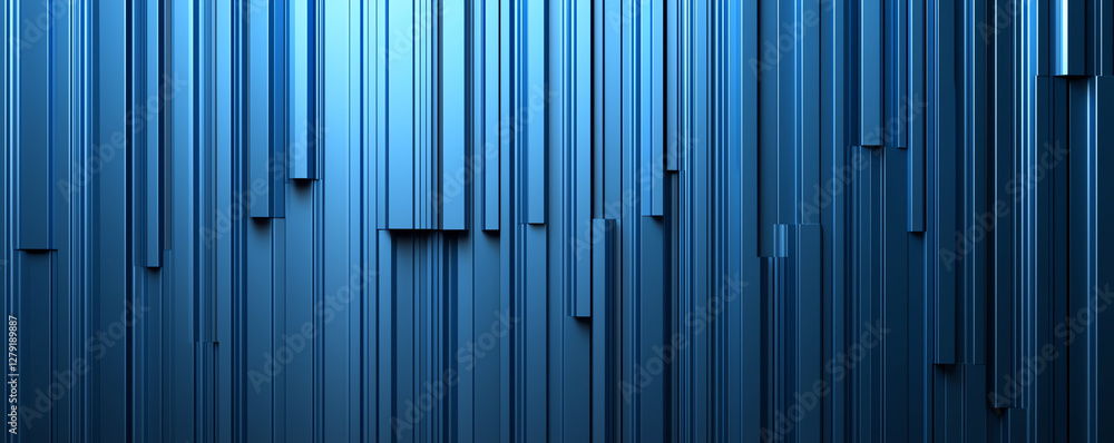 Poster abstract blue vertical lines create modern and dynamic background. varying lengths and shades of blu