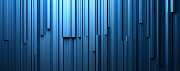 Abstract blue vertical lines create modern and dynamic background. varying lengths and shades of blue evoke sense of depth and movement, perfect for digital designs