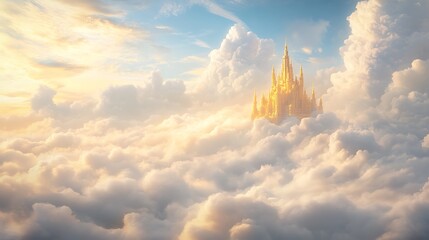 A stunning anime-style image of a floating golden palace set against an endless cosmic backdrop.