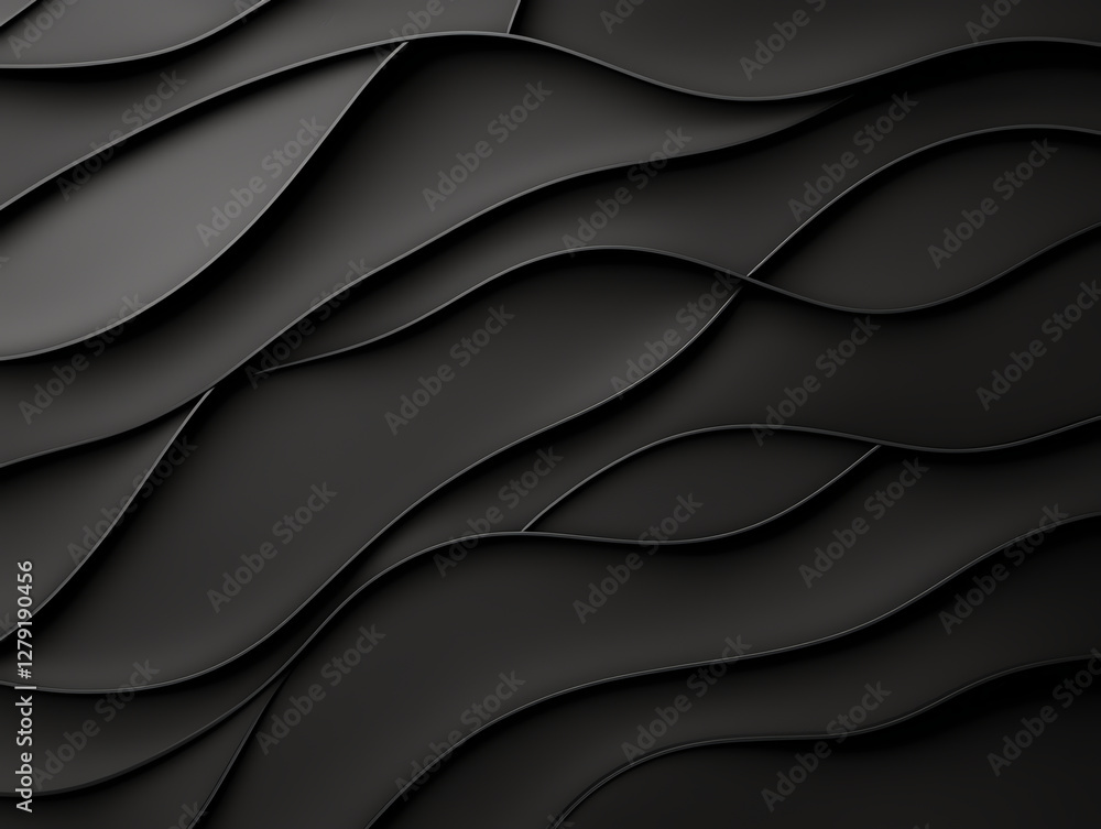 Poster textured black waves create modern and sleek design, perfect for backgrounds or artistic projects. s