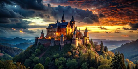 Fototapeta premium Gothic Vampire Castle - Left Position, Copy Space