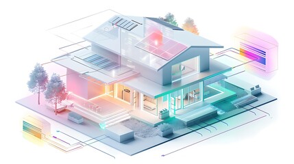 Obraz premium A digital interface showing an AI’s ability to learn how to optimize energy consumption in buildings.